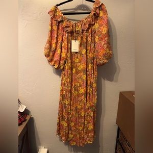 NWT Spell Last Drinks Midi Dress - Sunset Floral - M